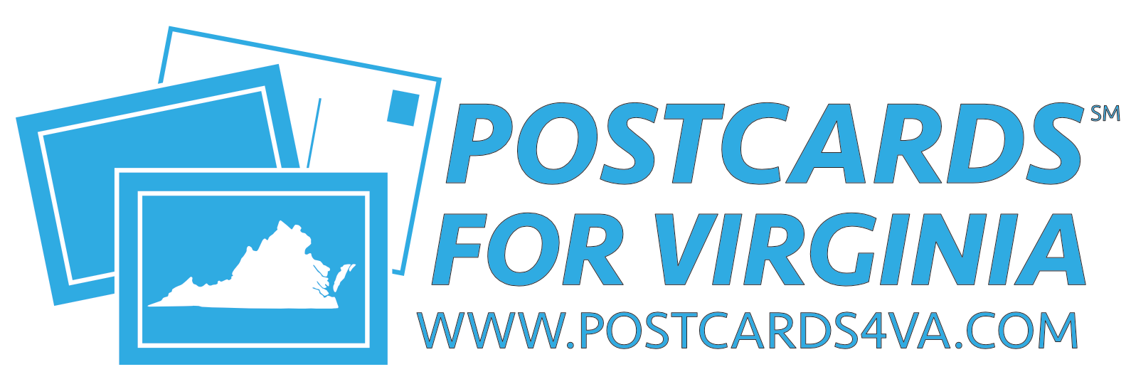 Postcards4VA logo- letters outlined